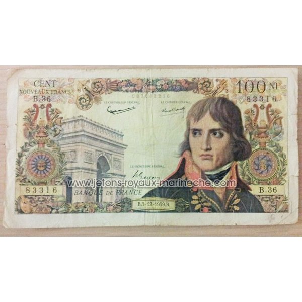 100 francs Bonaparte 3-12-1959.